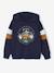 Sweater met capuchon met geplaatste print gemêleerd wit+marineblauw+pecannoot+saliegroen+wit - vertbaudet enfant 