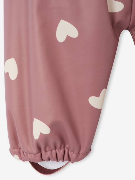 Bedrukte regenjas met capuchon voor baby's, gevoerd met fleece oudroze - vertbaudet enfant 
