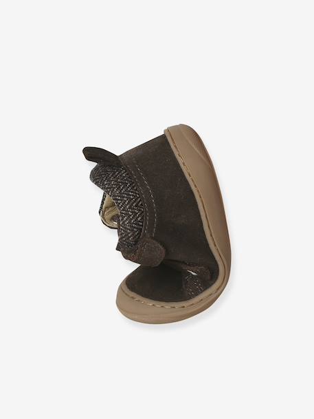 Babyslofjes van zacht leer met antislip beige+blauw+bruin+chocoladebruin+felblauw+groen+oceaanblauw+okergeel+saliegroen+veel beige+veel bruin+veel groen - vertbaudet enfant 
