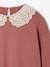Meisjesjurk van sweaterstof met macramé kraag leigrijs+rozenhout - vertbaudet enfant 
