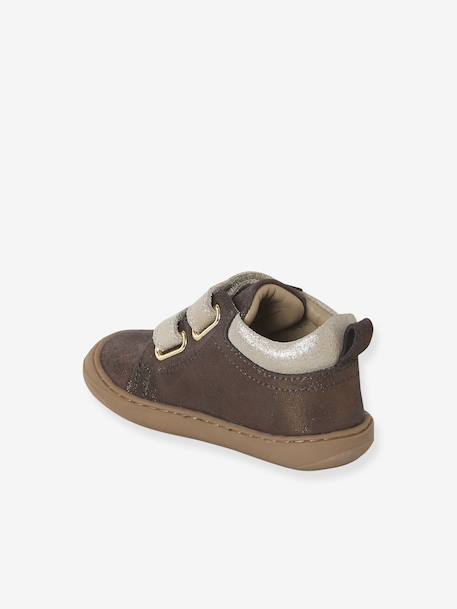 Zachte lederen baby-slofjes voor de eerste stapjes beige, bedrukt+blauw, bedrukt+brons+goud+groen, bedrukt+oudroze+roze (poederkleur)+roze, bedrukt+rozen+turquoiseblauw+veel roze+zachtpaars - vertbaudet enfant 