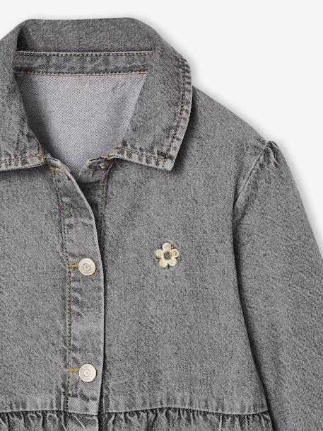 Jurk van lichtgewicht denim voor meisjes denimgrijs+middenblauw - vertbaudet enfant 