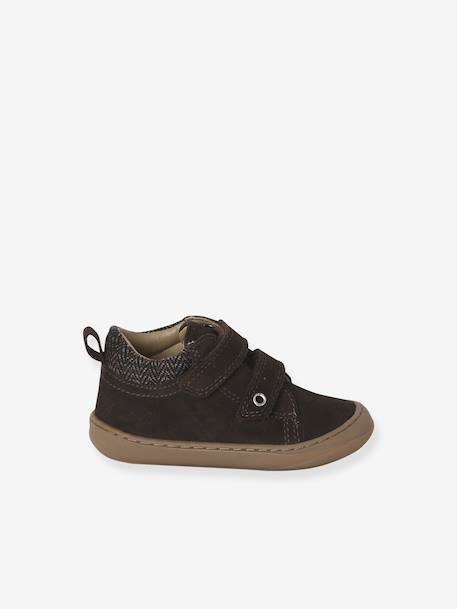 Babyslofjes van zacht leer met antislip beige+blauw+bruin+chocoladebruin+felblauw+groen+oceaanblauw+okergeel+saliegroen+veel beige+veel bruin+veel groen - vertbaudet enfant 
