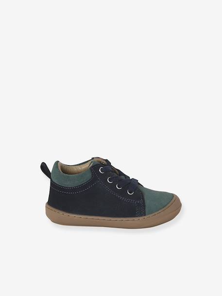 Leren babylaarsjes met veters voor de eerste stapjes blauw+kaki+kameel+marineblauw+veel blauw - vertbaudet enfant 