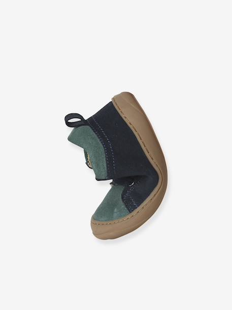 Leren babylaarsjes met veters voor de eerste stapjes blauw+kaki+kameel+marineblauw+veel blauw - vertbaudet enfant 
