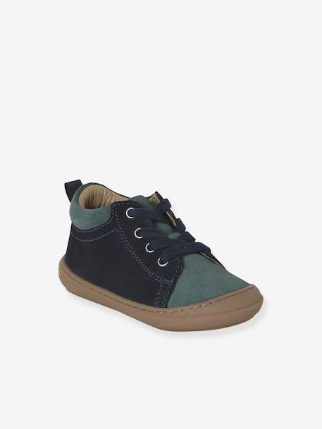 Leren babylaarsjes met veters voor de eerste stapjes blauw+kaki+kameel+marineblauw+veel blauw - vertbaudet enfant 