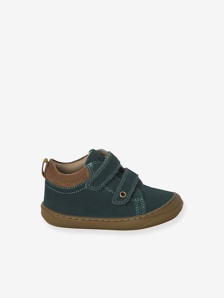 Babyslofjes van zacht leer met antislip beige+blauw+bruin+chocoladebruin+felblauw+groen+oceaanblauw+okergeel+saliegroen+veel beige+veel bruin+veel groen - vertbaudet enfant 