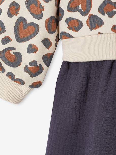 Jurk 2-in-1 van molton en katoenen gaas antraciet+marineblauw+rood - vertbaudet enfant 