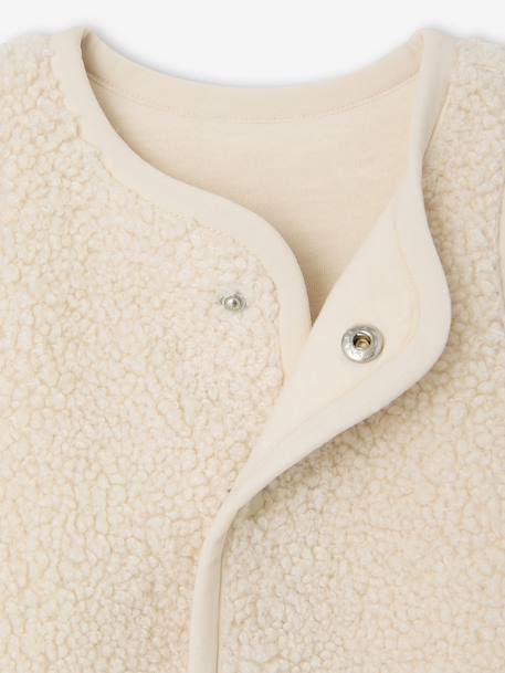 Mouwloos baby vest in imitatiebont roze (poederkleur)+vanille - vertbaudet enfant 
