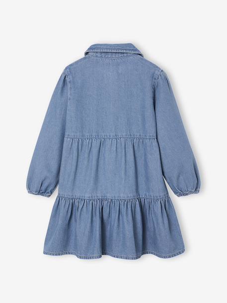 Jurk van lichtgewicht denim voor meisjes denimgrijs+middenblauw - vertbaudet enfant 