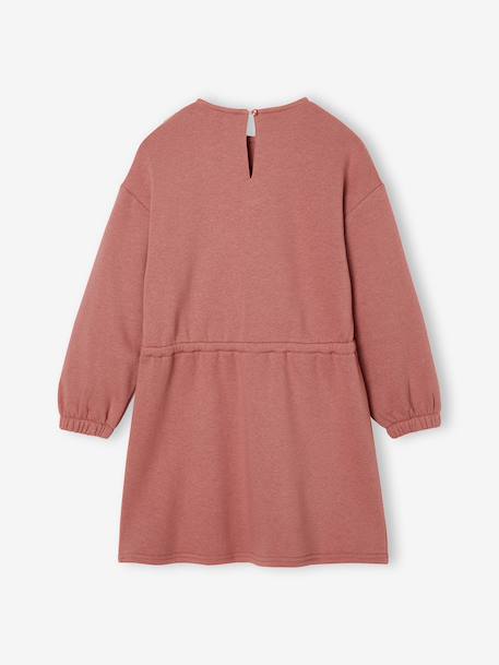 Meisjesjurk van sweaterstof met macramé kraag leigrijs+rozenhout - vertbaudet enfant 