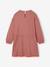 Meisjesjurk van sweaterstof met macramé kraag leigrijs+rozenhout - vertbaudet enfant 