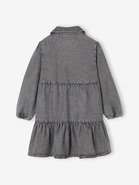 Jurk van lichtgewicht denim voor meisjes denimgrijs+middenblauw - vertbaudet enfant 