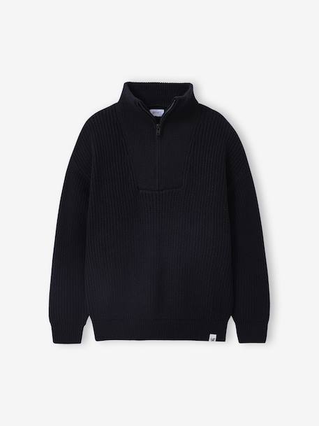 Sweater met col voor jongens JONEN antraciet - vertbaudet enfant 