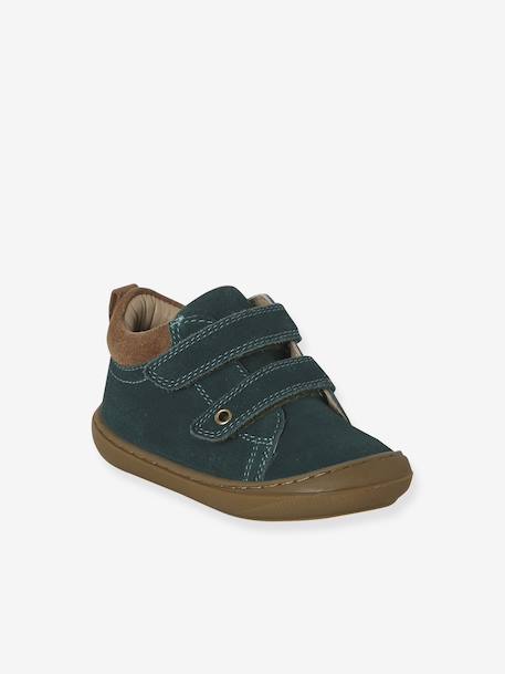 Babyslofjes van zacht leer met antislip beige+blauw+bruin+chocoladebruin+felblauw+groen+oceaanblauw+okergeel+saliegroen+veel beige+veel bruin+veel groen - vertbaudet enfant 