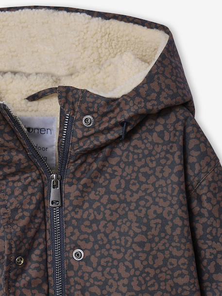 Parka met luipaardprint voor meisjes met sherpavoering JONEN marineblauw - vertbaudet enfant 