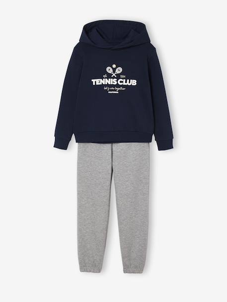 Sportieve set met sweater met capuchon en joggingbroek voor meisjes marineblauw - vertbaudet enfant 