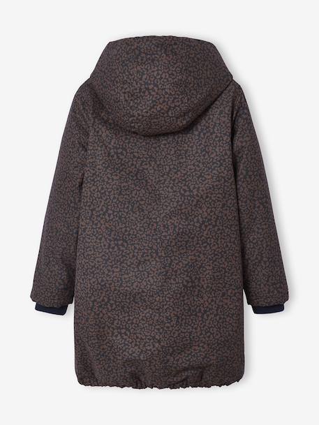 Parka met luipaardprint voor meisjes met sherpavoering JONEN marineblauw - vertbaudet enfant 