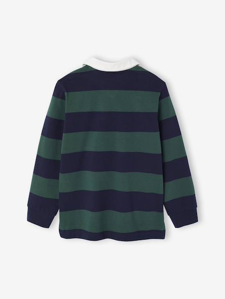 Gestreepte polo voor jongens blauwgroen+gemêleerd grijs+groen+marineblauw+okergeel - vertbaudet enfant 