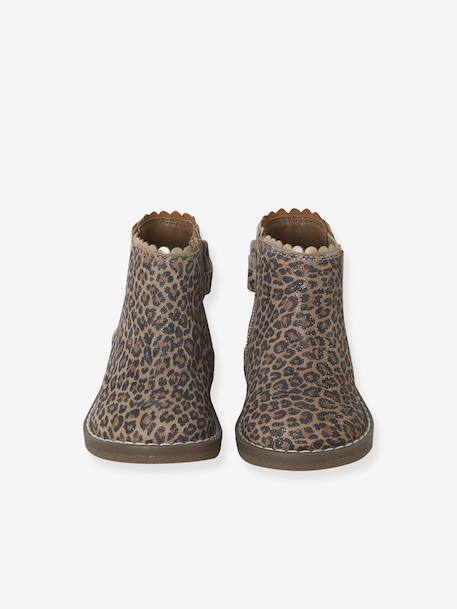 Elastische leren laarsjes voor meisjesbaby's beige, bedrukt+bordeauxrood+CAMEL+marineblauw+zwart - vertbaudet enfant 