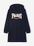 Meisjesjurk van sweatstof met capuchon en mooie details antraciet+gemêleerd grijs+groen+marineblauw - vertbaudet enfant 