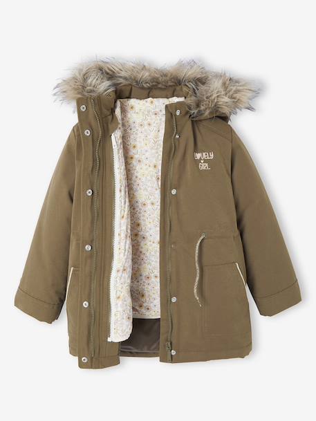 3-in-1 parka met capuchon meisje DARK GREEN+groengrijs+kaki+PURPLE DARK+salie+zwart - vertbaudet enfant 