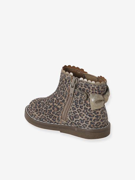 Elastische leren laarsjes voor meisjesbaby's beige, bedrukt+bordeauxrood+CAMEL+marineblauw+zwart - vertbaudet enfant 