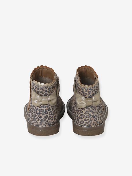 Elastische leren laarsjes voor meisjesbaby's beige, bedrukt+bordeauxrood+CAMEL+marineblauw+zwart - vertbaudet enfant 