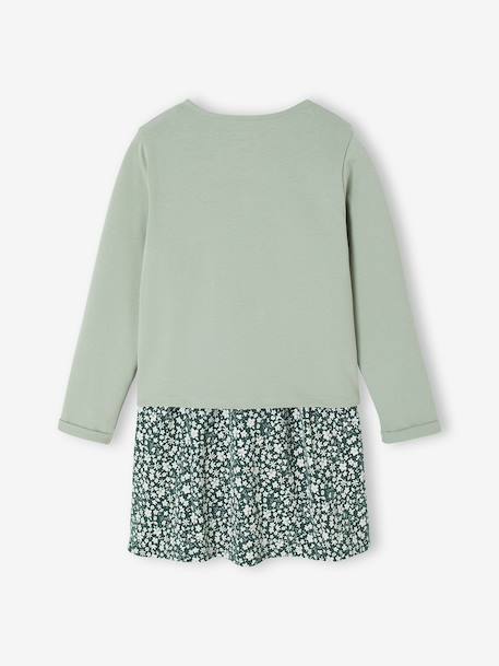 Set met vest en bloemenjurk meisje groengrijs+kameel+lichtgeel+marineblauw - vertbaudet enfant 