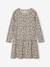 Meisjesjurk met print antraciet+beige (poederkleur)+rozen - vertbaudet enfant 