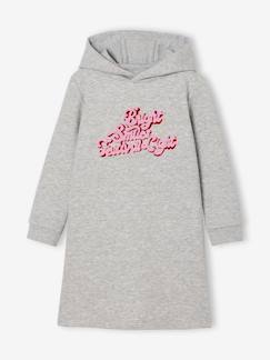 -Meisjesjurk van sweatstof met capuchon en mooie details