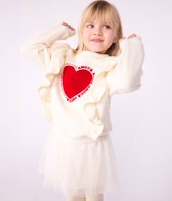 Meisje-Sweater voor meisjes van bedrukt katoen met ruches PETIT BATEAU 