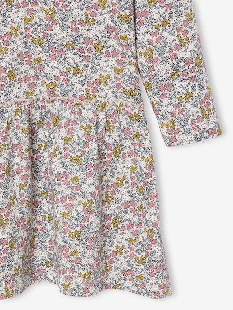 Meisjesjurk met print antraciet+beige (poederkleur)+rozen - vertbaudet enfant 