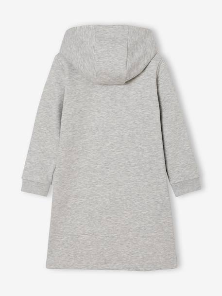 Meisjesjurk van sweatstof met capuchon en mooie details antraciet+gemêleerd grijs+groen+marineblauw - vertbaudet enfant 
