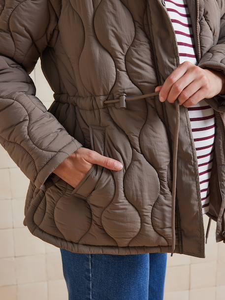 Gewatteerde meegroei mantel voor tijdens en na de zwangerschap taupe - vertbaudet enfant 