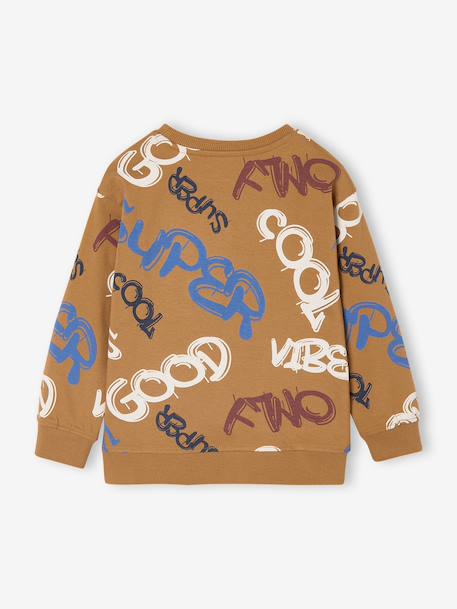 Jongensshirt in sweaterlook met print ecru+gemêleerd wit+pecannoot - vertbaudet enfant 