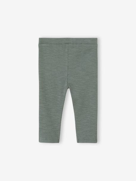 Baby legging in geribbelde tricot groen+lichtroze - vertbaudet enfant 