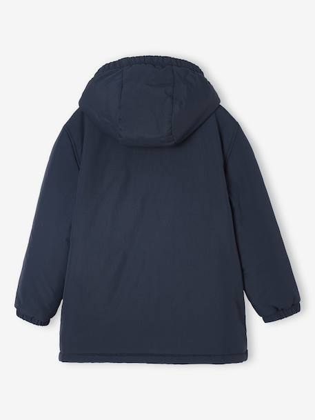 Parka met capuchon en sherpavoering voor jongens kaki+zwart - vertbaudet enfant 