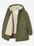 Parka met capuchon en sherpavoering voor jongens kaki+zwart - vertbaudet enfant 