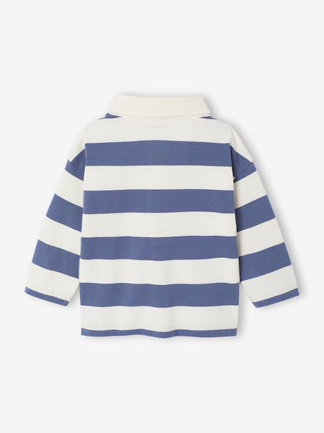 Gestreept polo t-shirt voor baby's met lange mouwen cacao+grijsblauw - vertbaudet enfant 