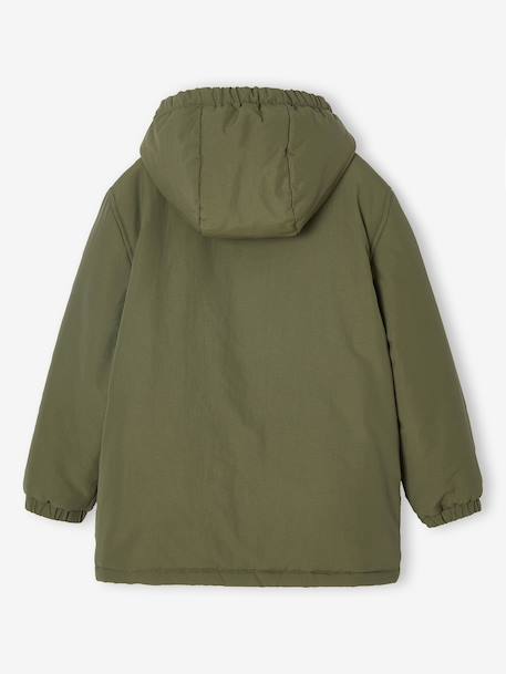 Parka met capuchon en sherpavoering voor jongens kaki+zwart - vertbaudet enfant 