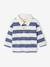 Gestreept polo t-shirt voor baby's met lange mouwen cacao+grijsblauw - vertbaudet enfant 