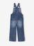 Wijde salopet van jeans voor meisjes denimgrijs+middenblauw+stone+zwart denim - vertbaudet enfant 