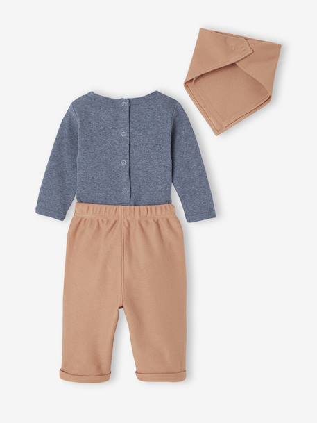 3-delig babypakje met body + broek + sjaal kameel - vertbaudet enfant 