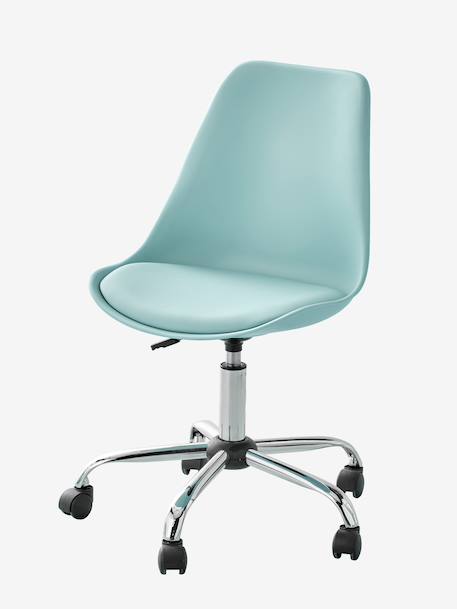 Kinderbureaustoel op wieltjes Blauw+marineblauw+rozen - vertbaudet enfant 