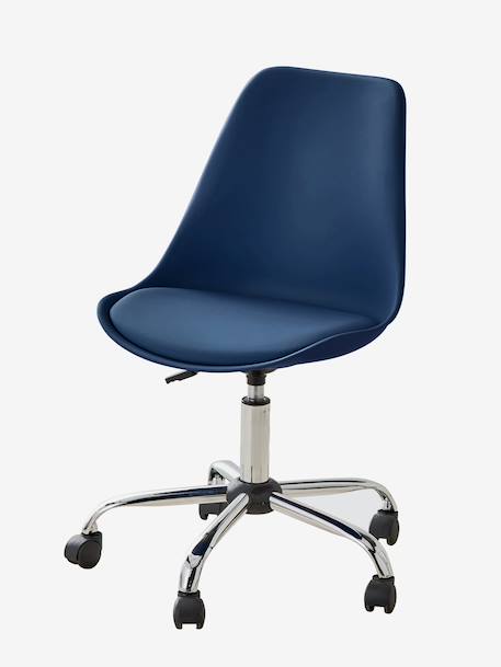Kinderbureaustoel op wieltjes Blauw+marineblauw+rozen - vertbaudet enfant 