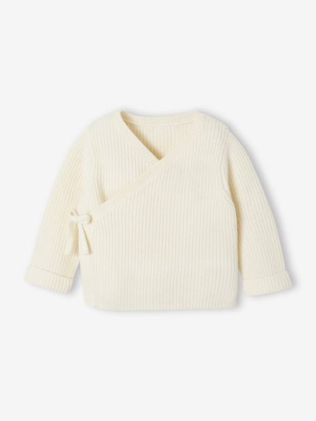 Babypakje 4-delige set in effen tricot vestje + broek + sloffen + body ecru - vertbaudet enfant 