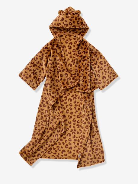 Plaid met mouwen en capuchon Luipaard beige, bedrukt - vertbaudet enfant 