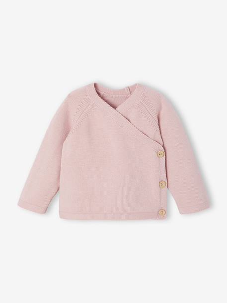 Babypakje 3-delige set in effen tricot vestje + babyslaappakje + body rozen - vertbaudet enfant 