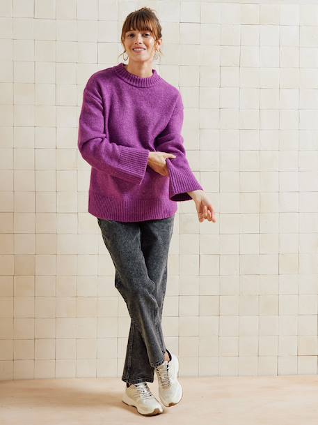 Rechtstreeks zwangerschapsbroek met naadloze band denimgrijs+ecru+ongewassen denim+stone - vertbaudet enfant 